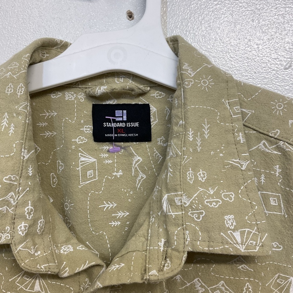 Standard Issue 100% Cotton Flannel Camping Print button down Shirt Size XL - Picture 5 of 6